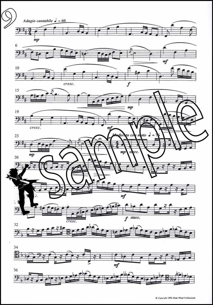 back cover of Fantasy Pieces for Tenor Trombone Bass Clef by Derek Bourgeois