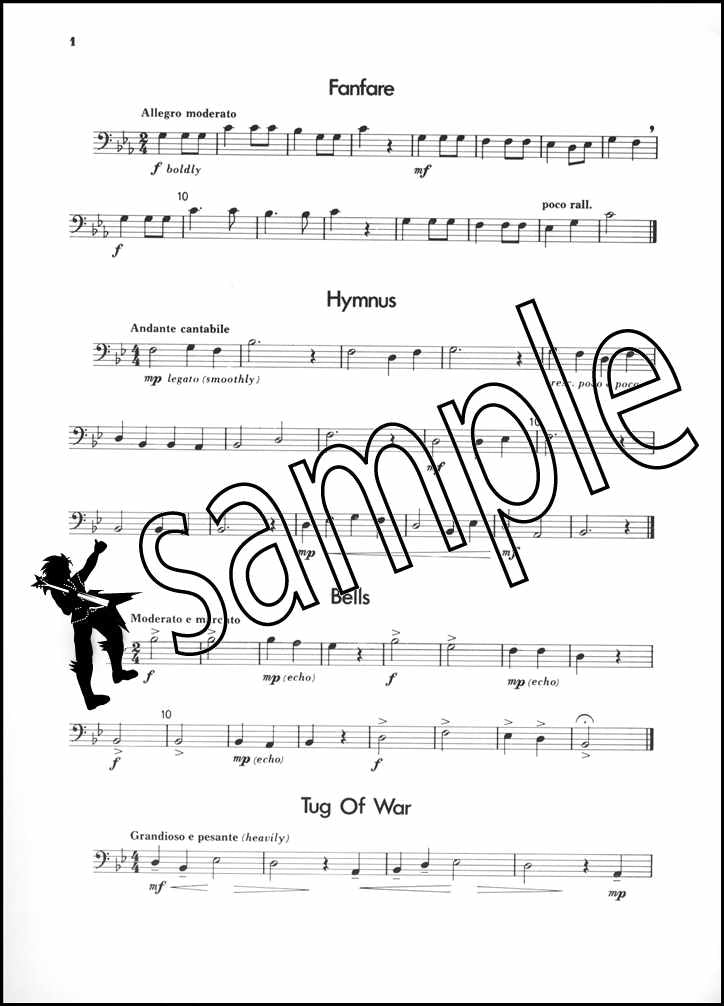 1st sample page from Up Front Melodic Studies for Trombone Book 1 Bass Clef