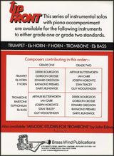 back cover of Up Front Melodic Studies for Trombone Book 1 Bass Clef