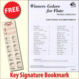 front cover of Winners Galore Piano Accompaniment for Flute together with free Grand Staff bookmark