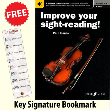 front cover of Improve Your Sight-Reading Violin Grades 7-8 together with free Treble Clef bookmark