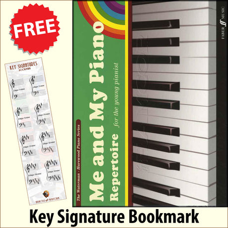 front cover of Me and My Piano Repertoire together with free Piano Clef bookmark