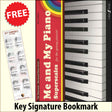 front cover of Me and My Piano Superscales together with free Piano Clef bookmark