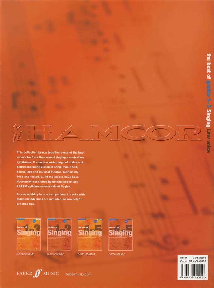 back cover of The Best of Grades 1-3 Singing Low Voice Book/Audio by Heidi Pegler