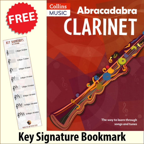 front cover of Abracadabra Clarinet together with free Treble Clef bookmark