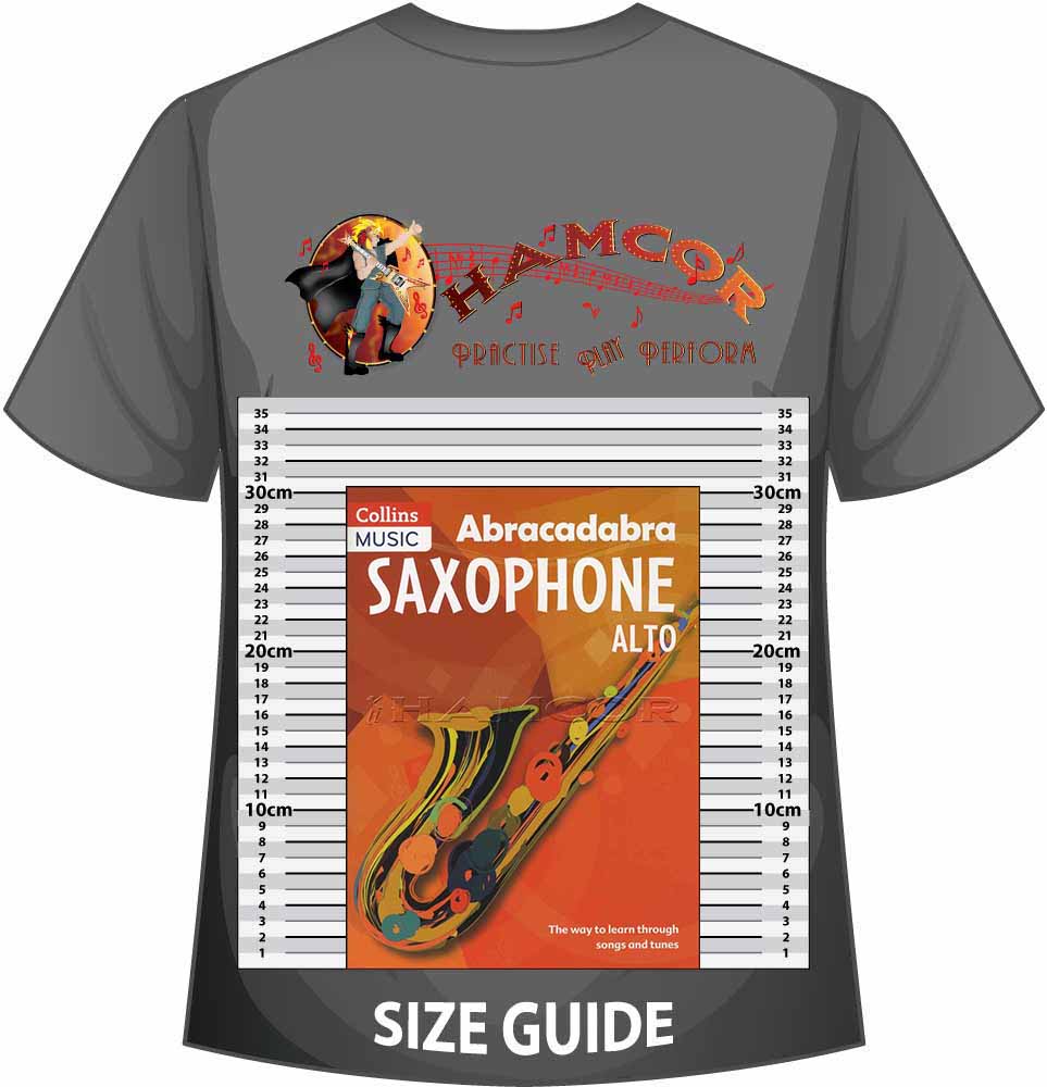 front cover of Abracadabra Saxophone on a size guide