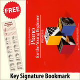 front cover of Bastien Piano Basics Piano for the Young Beginner Primer B together with free Piano Clef bookmark