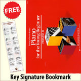 front cover of Bastien Piano Basics Piano for the Young Beginner Primer B together with free Piano Clef bookmark