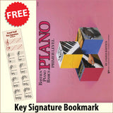 front cover of Bastien Piano Basics Piano Primer Level together with free Piano Clef bookmark