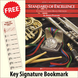 front cover of Standard of Excellence Trumpet/Cornet Book 1 together with free Treble Clef bookmark