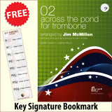 front cover of Across the Pond 2 for Trombone Bass Clef Book Only by Jim McMillen together with free Bass Glef bookmark