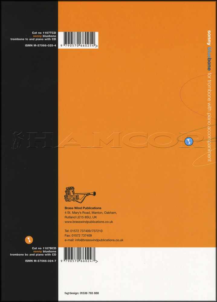 back cover of Sonny Bluebone for Trombone Bass Clef Book/CD by David Mitcham