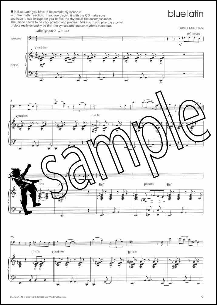 2nd sample page from Sonny Bluebone for Trombone Treble Clef Book/CD by David Mitcham