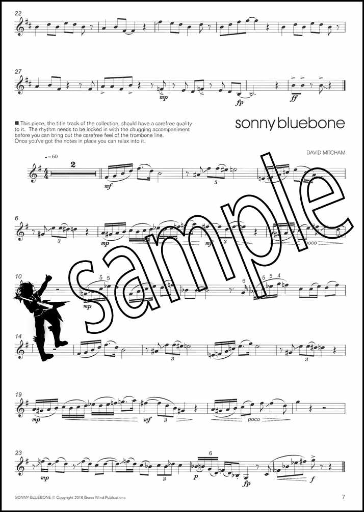 3rd sample page from Sonny Bluebone for Trombone Treble Clef Book/CD by David Mitcham