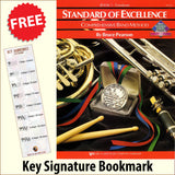 front cover of Standard of Excellence Trombone Bass Clef Book 1 together with free Bass Glef bookmark