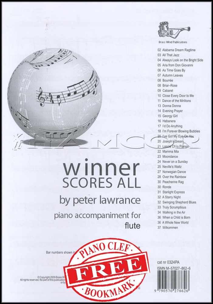 front cover of Winner Scores All Piano Accompaniment for Flute