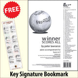 front cover of Winner Scores All Piano Accompaniment for F Horn together with free Piano Clef bookmark