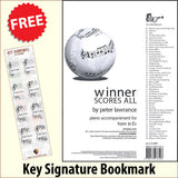 front cover of Winner Scores All Piano Accompaniment for Eb Horn together with free Piano Clef bookmark