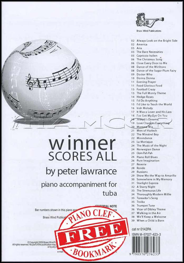 front cover of Winner Scores All Piano Accompaniment for Tuba