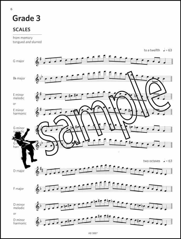 1st sample page from ABRSM Flute Scales Arpeggios Sight Reading Grades 1-5