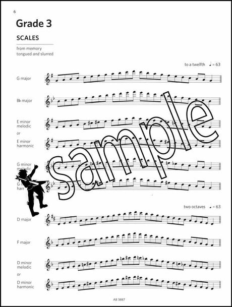 1st sample page from ABRSM Flute Scales Arpeggios Sight Reading Grades 1-5