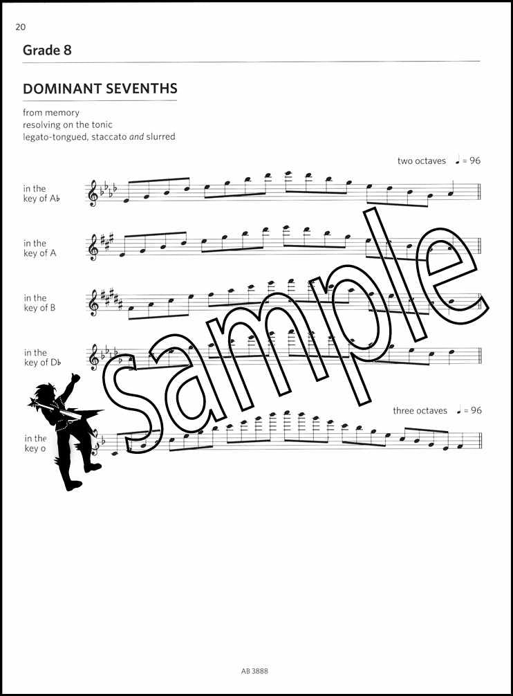 3rd sample page from ABRSM Flute Scales & Arpeggios Grades 6-8