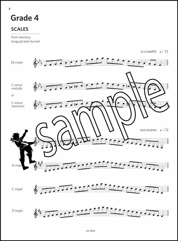 1st sample page from ABRSM Clarinet Scales Arpeggios Sight-Reading Grades 1-5