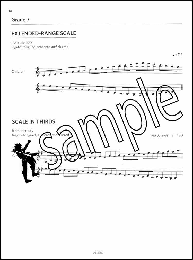 2nd sample page from ABRSM Clarinet Scales & Arpeggios Grades 6-8