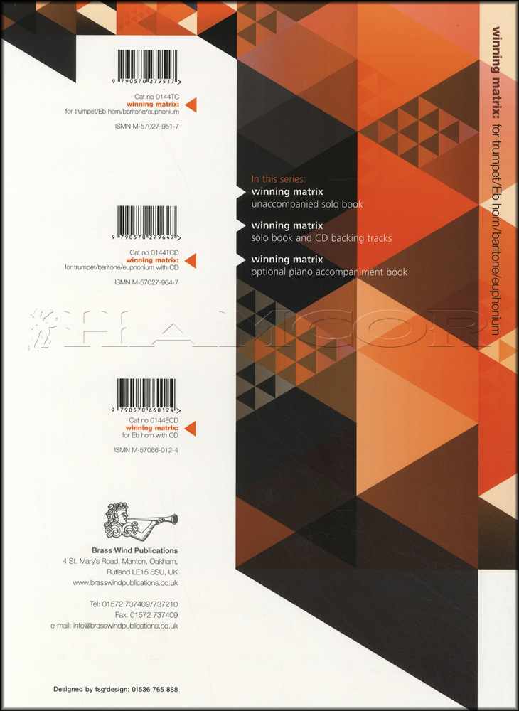 back cover of Winning Matrix for Trumpet Eb Horn Euphonium Book Only