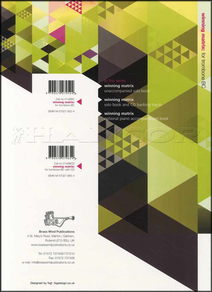 back cover of Winning Matrix for Trombone Bass Clef Book Only