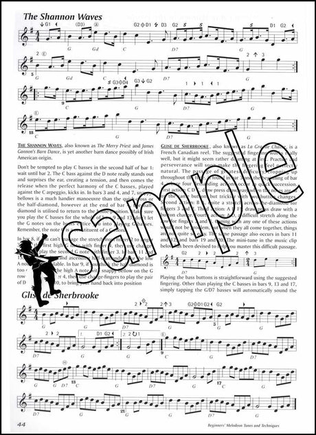 3rd sample page from Beginners Melodeon Tunes & Techniques