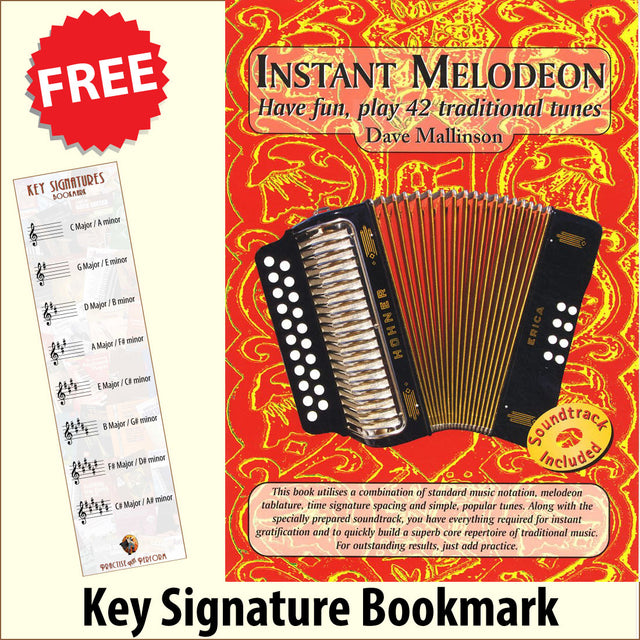 front cover of Instant Melodeon Book/CD together with free Treble Clef bookmark