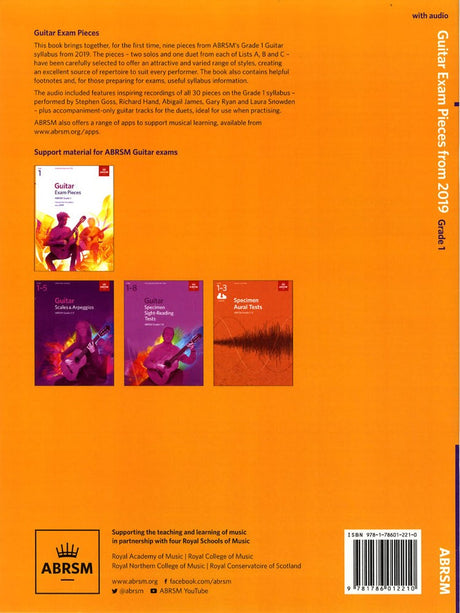 back cover of ABRSM Guitar Exam Pieces Grade 1 Book/Audio