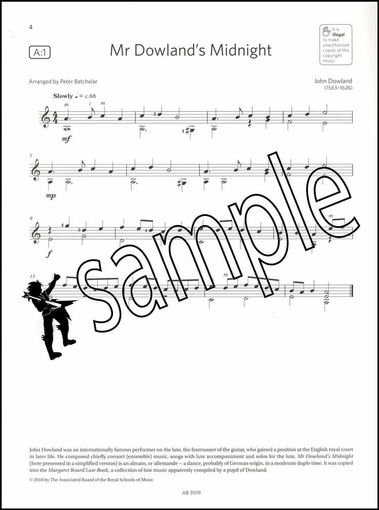 1st sample page from ABRSM Guitar Exam Pieces Grade 2 Book/CD