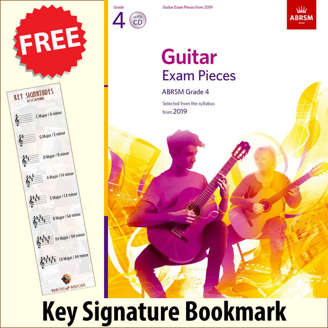 front cover of ABRSM Guitar Exam Pieces Grade 4 Book/CD together with free Treble Clef bookmark