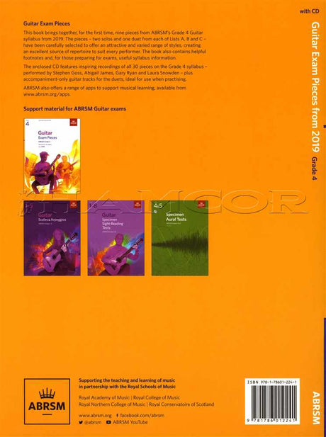 back cover of ABRSM Guitar Exam Pieces Grade 4 Book/CD