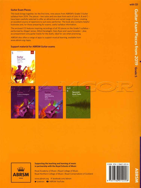 back cover of ABRSM Guitar Exam Pieces Grade 5 Book/CD