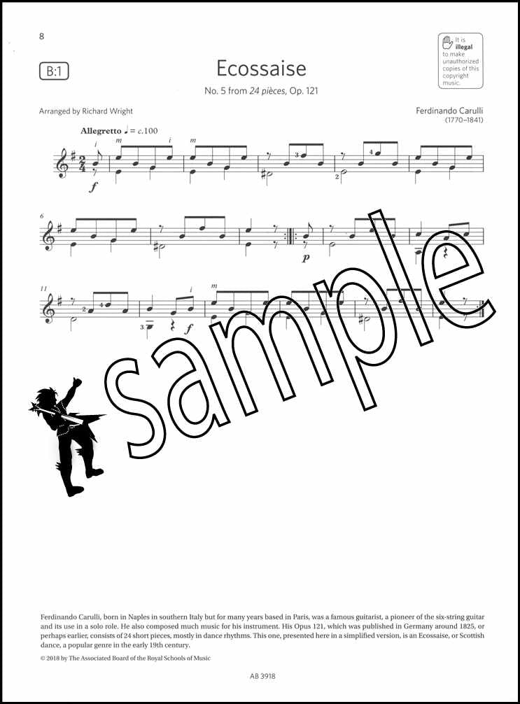 2nd sample page from ABRSM Guitar Exam Pieces Grade 1 Book Only