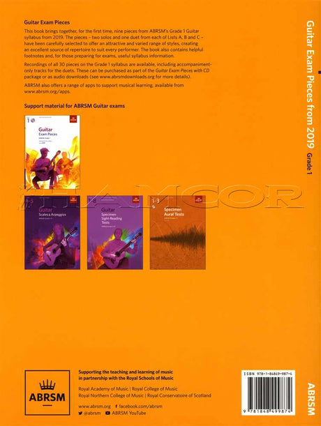 back cover of ABRSM Guitar Exam Pieces Grade 1 Book Only