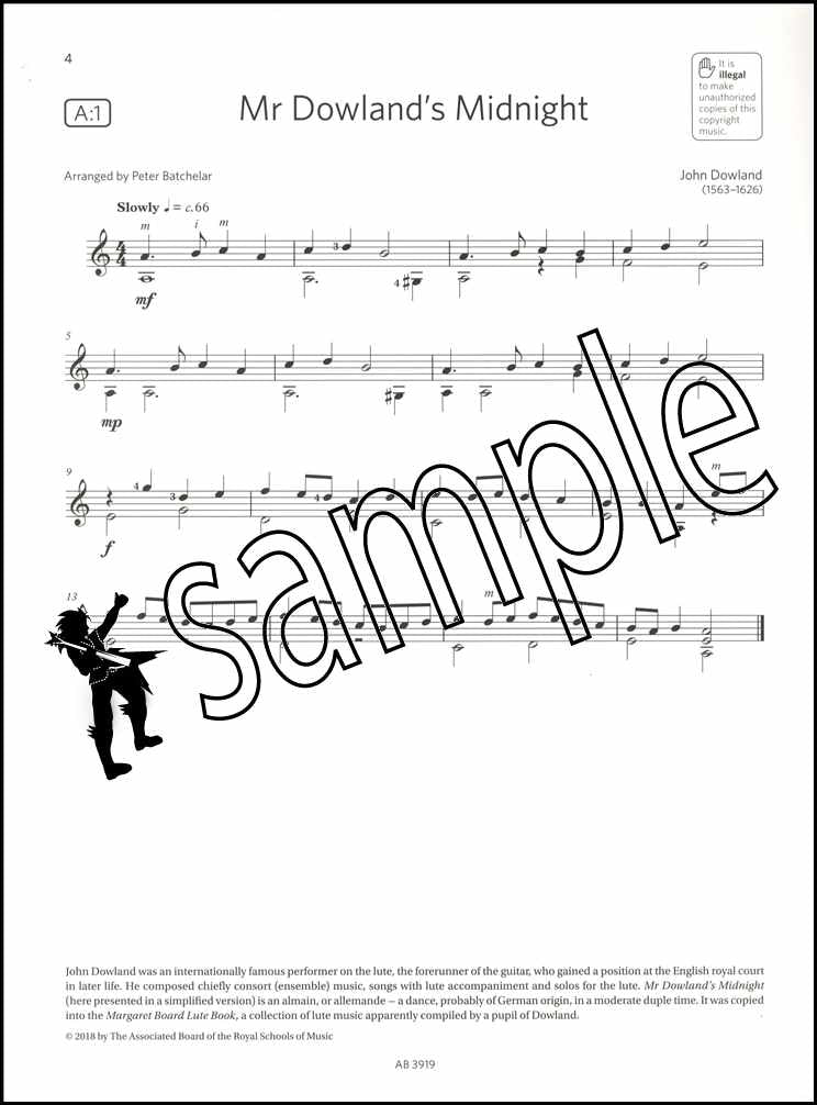 2nd sample page from ABRSM Guitar Exam Pieces Grade 2 Book Only