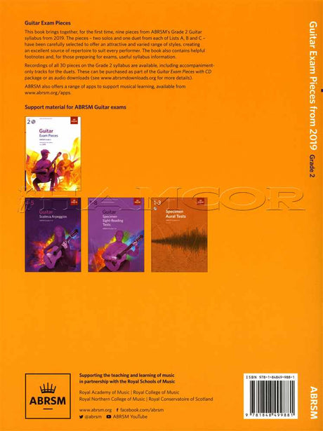 back cover of ABRSM Guitar Exam Pieces Grade 2 Book Only