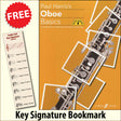 front cover of Paul Harris's Oboe Basics together with free Treble Clef bookmark