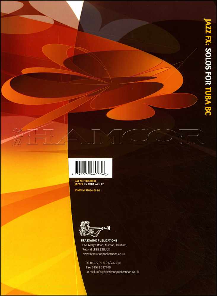 back cover of JazzFX Solos for Tuba Bass Clef Book/CD by Dave Gale