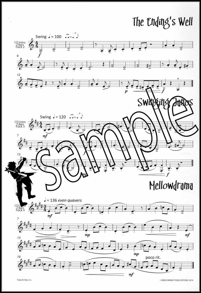 1st sample page from JazzFX Solos for Tuba / Eb Bass Treble Clef Book/CD by Dave Gale