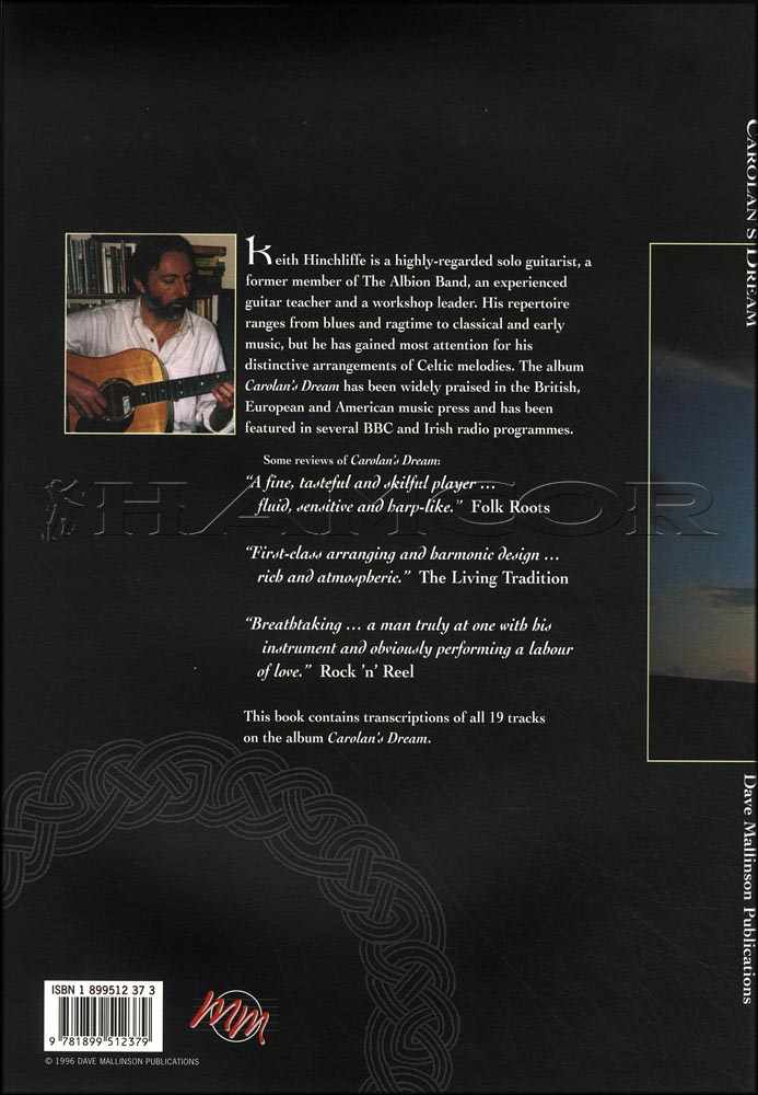 back cover of Carolan's Dream Arranged for Guitar