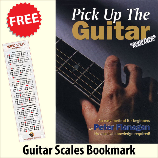 front cover of Pick Up The Guitar together with free Guitar Scales bookmark