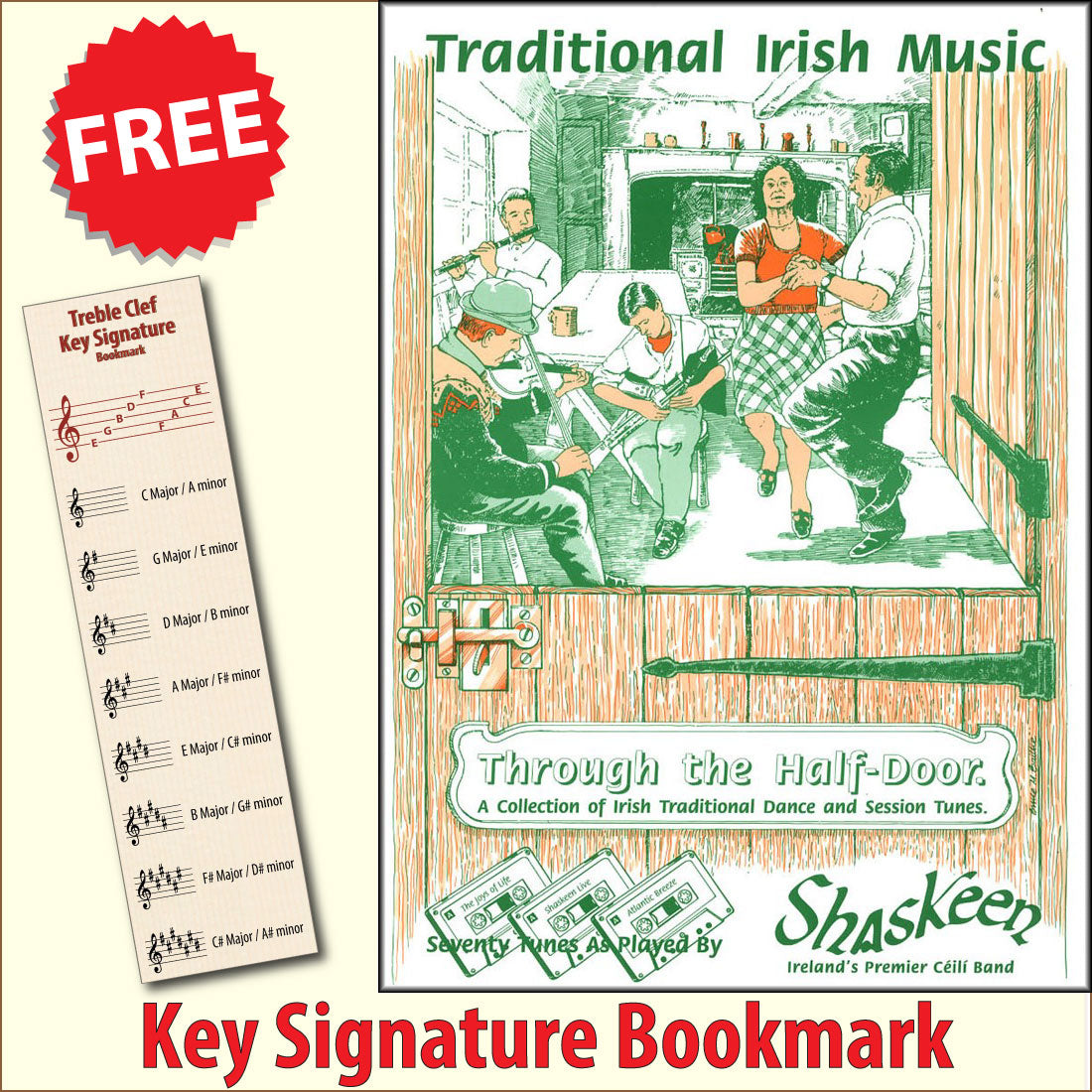 front cover of Shaskeen Through the Half-Door together with free Treble Clef bookmark