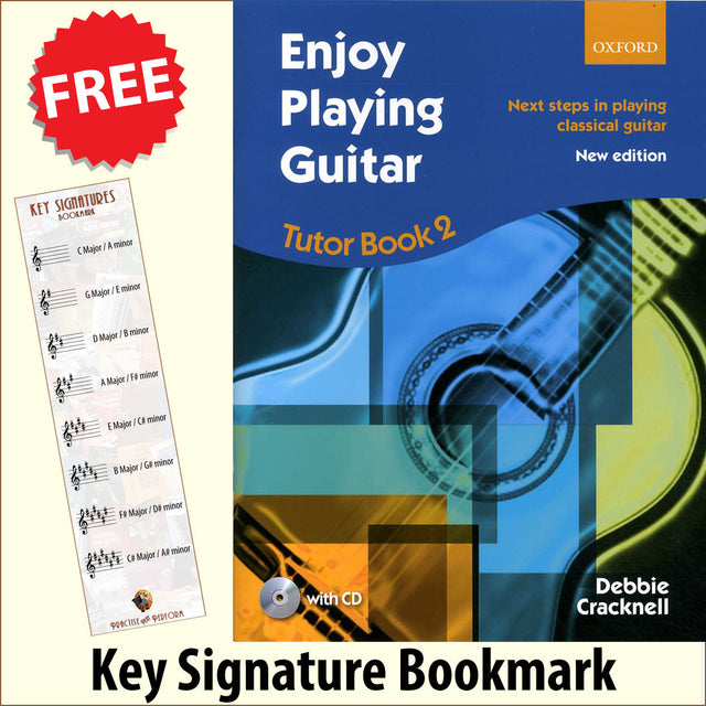 front cover of Enjoy Playing Guitar Book 2 together with free Treble Clef bookmark