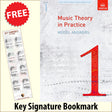 front cover of ABRSM Music Theory in Practice Grade 1 Model Answers together with free Grand Staff bookmark