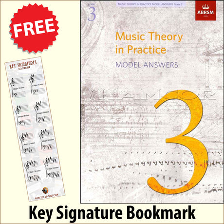 front cover of ABRSM Music Theory in Practice Grade 3 Model Answers together with free Grand Staff bookmark